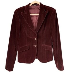 T1 Vintage Ben Silver Charleston Burgundy Velvet Blazer Jacket Women Size 8